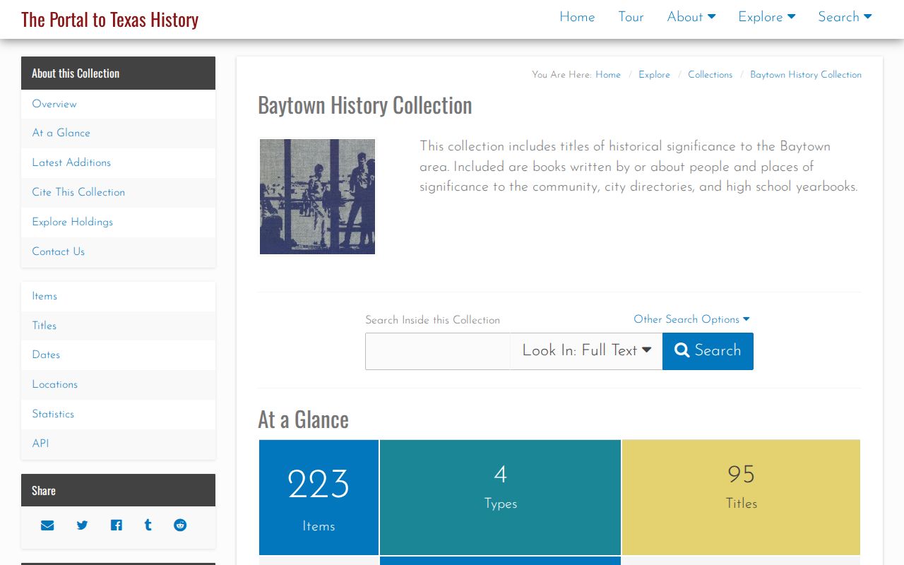 Baytown previous residents UNT history collection