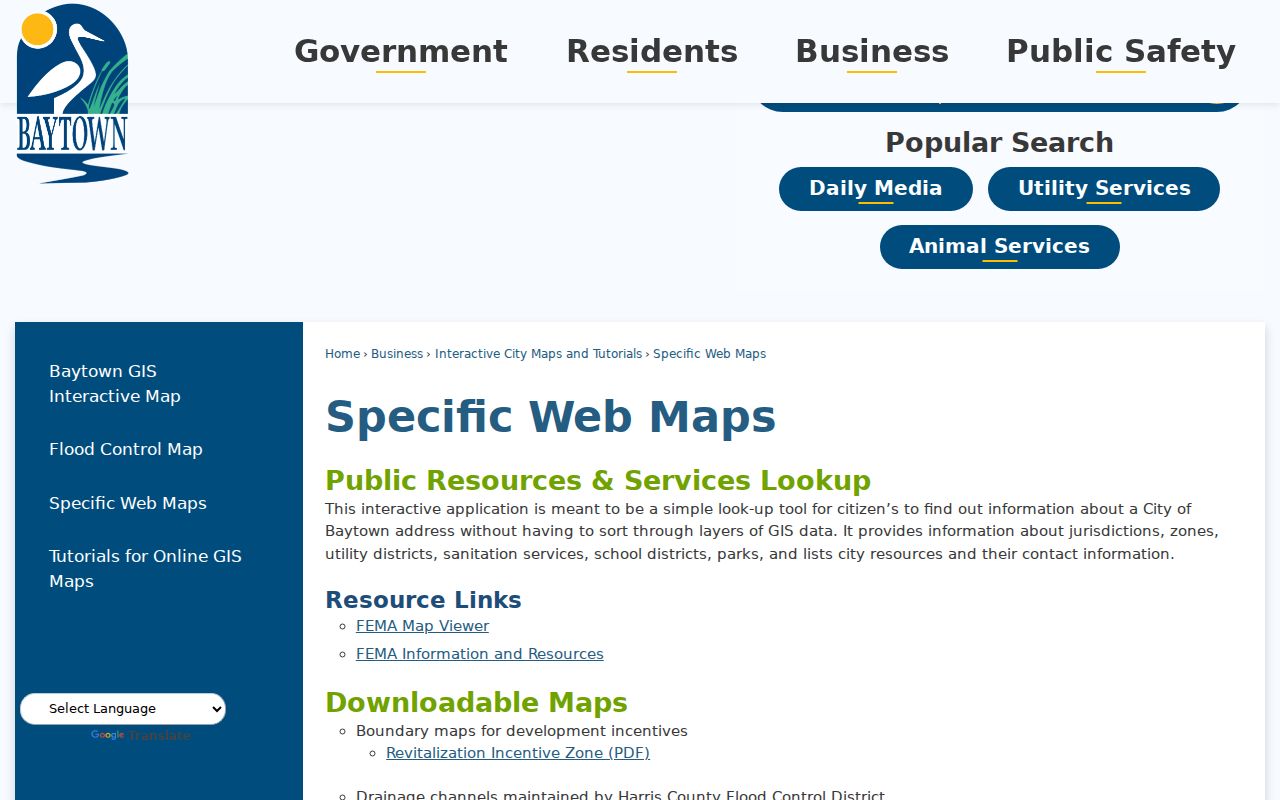 Baytown street directory address-services map